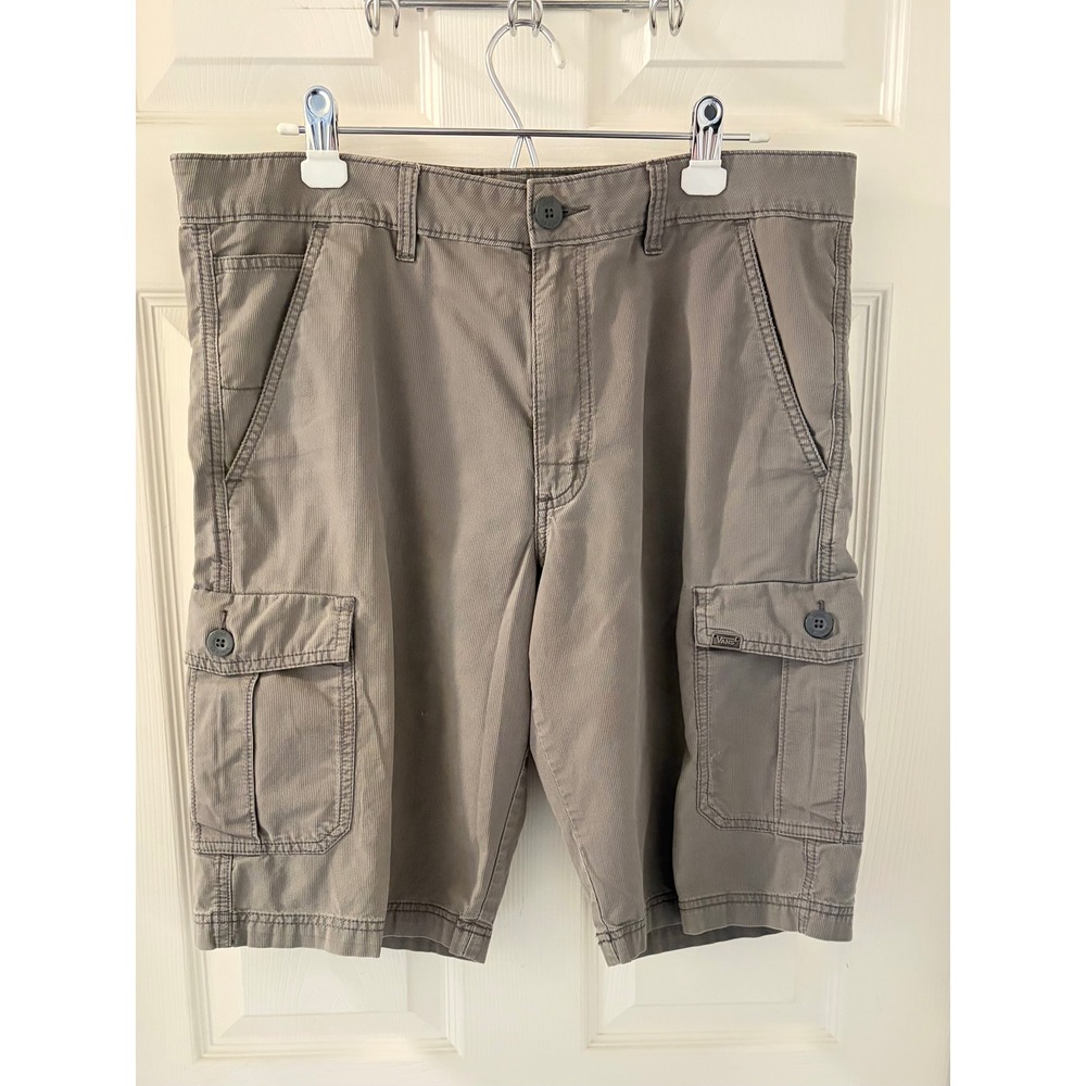 Vans Cargo Shorts Grey Striped Skate Utility Cotton Casual Mens 34 Relaxed EUC